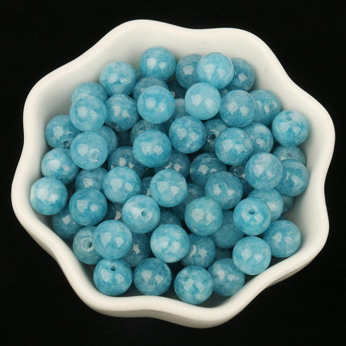 45pcs 8mm Natural Stone Beads Blue Chalcedony Beads Crystal Gemstone for Jewelry Making, DIY Bracelet Necklace...