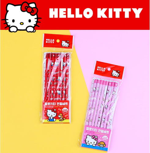 Sanrio Hello Kitty Pencil 8pcs Set School Supply Gift Stationery (Pink or Red)...