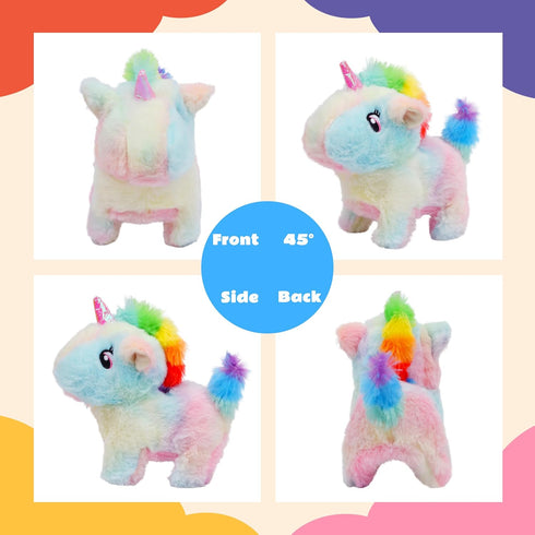 Cuteoy Walking Rainbow Unicorn Stuffed Animal Talking Wagging Nodding Educational Plush Toy Electric Interactive Animated Plushies for Girls Boys ...