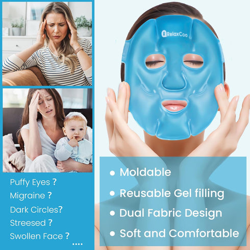 Cold Face Eye Mask Ice Pack Reduce Face Puff,Dark Circles,Gel Hot Cold Compress,Face SPA for Woman Sleeping, Pressure, Headaches, Skin Care? Blue...