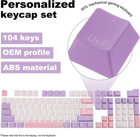 MECCANIXITY 104 Keys Pudding Keycaps Set OEM Profile 60 Percent ABS for Mechanical Keyboard Layout, White & Purple Double Shot...