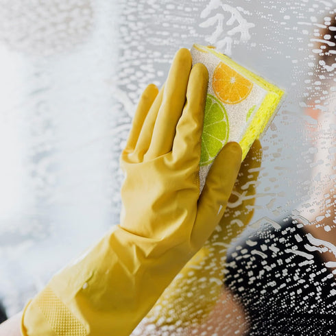 CELOX 6 Pack Lemon Printed Dual Sided Scrub Dish Sponges, Non Scratch Sponge for Kitchen Cleaning, 4.5" x 2.8" x 0.8"...
