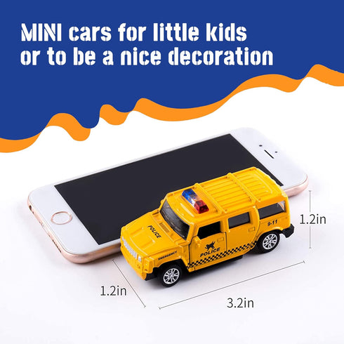 Die Cast Metal Little Toy Cars Set of 5, Openable Doors Pull Back Car Gift Pack for Kids (Police car)...