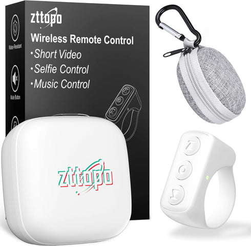 TikTok Scrolling Ring, TIK Tok Bluetooth Remote Control, Kindle APP Page Turner with Carrying Case, Camera Photo Clicker for iPhone, iPad, iOS, An...