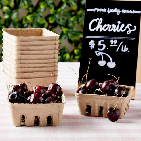 Juvale Pulp Fiber Berry Baskets - Brown Molded Pulp Fruit Containers - Cardboard Fruit Cartons For Farmers Market and Grocery Store (4 x 4 x 1.81 ...