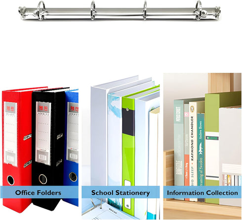 2Pcs A4 Notebook 4-Hole Ring Binder Mechanisms 30.5X 2.0cm Diameter Silver Metal Clip Ring Binder DIY Fill Paper Storage Folder Accessories Office...