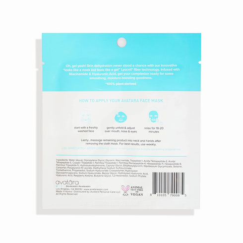 Avatara - Re-Dew Niacinamide Water-Gel Mask, Hydrating Mask, Sheet Masks with Niacinamide and Hyaluronic Acid, Facial Mask Made with Natural Fiber...