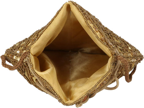 Indian Sequence Potli Bag For Women, Wedding Purse/Jewelry Purse for Women (Base Color- Golden)...