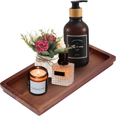 Bathroom Vanity Tray 11.8 x 5.9 inches of Natural Acacia Wood - Elegant Organizer for Cosmetics, Jewelry, Perfume, Candle, Key - Premium Wood Tray...