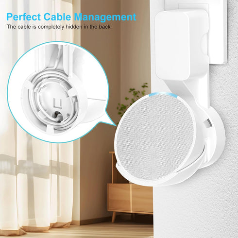Wall Mount Holder for Echo Pop, Outlet Hanger Stand for Echo Pop, Built-in Cable Management, White...