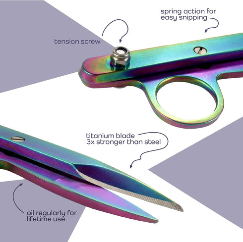 JubileeYarn Professional Multi-Purpose Titanium Precision Trimmer - Rainbow - 1 Pair...
