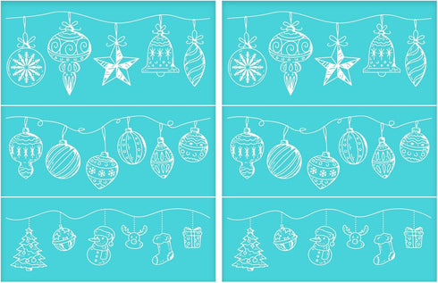2 PCS Christmas Self-Adhesive Silk Screen Printing Stencils 8.5x11 Inch Reusable Mesh Transfers Stencils Christmas Gift Ball Light Belt Snowman Ch...