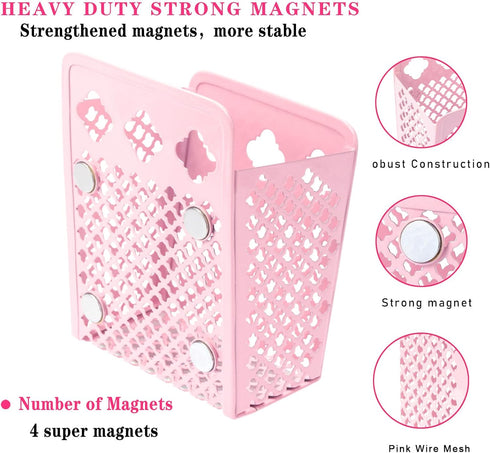 Magnetic Pencil Holder - Magnetic Locker Organizer, 1 Pack Pen Holder Locker Accessories for School and Office (1 Basket Pink)...