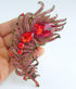 Zeepoffine 4.33" Rhinestone Crystal Peacock Feather Brooch Pin Pendant BZ5038 (Gold-Tone Red)...