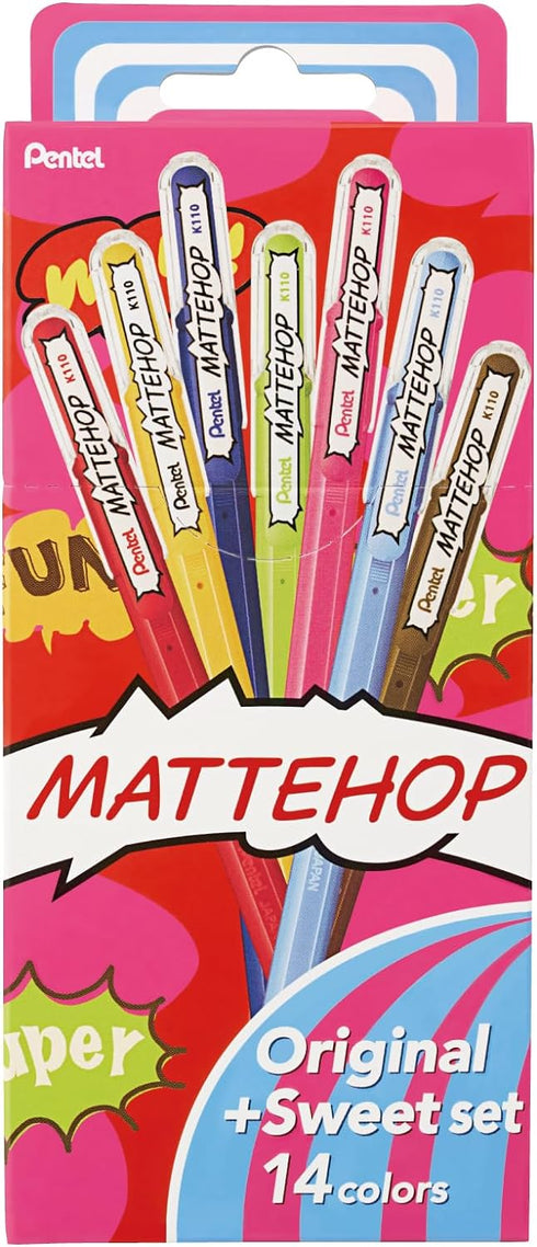 Pentel Matte Hop Original + Sweet Color Ballpoint Pen, 14 Colors K110-V14ST...