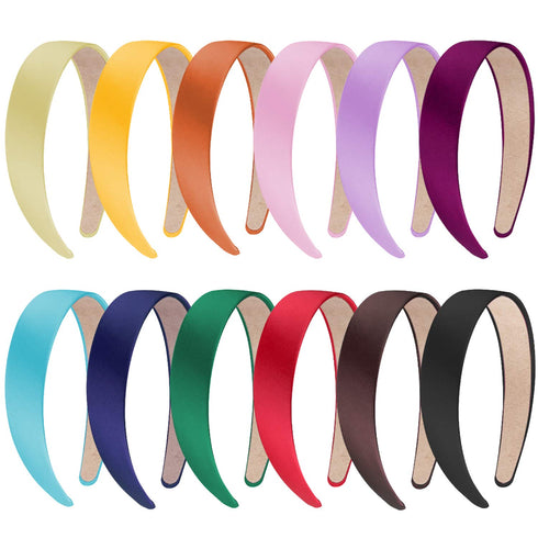 SIQUK 12 Pieces Satin Headbands 1 Inch Wide Non-slip Headband Colorful Headbands DIY Hair Headband for Women and Girls,12 Colors...