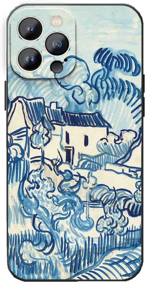 Compatible with iPhone 14 Pro Max Case, Van Gogh Abstract Blue Lines Impression Landscape Phone Case, Aesthetic Vintage Phone Cover...
