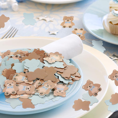 Threan 300 Pieces Bear Confetti Baby Shower Paper Confetti for Holiday Festival Party Table Home Decorations, 0.98 Inch(Blue, Brown)...
