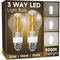 3 Way Light Bulbs 50 100 150w Equivalent, Daylight White 5000K, E26 LED Filament Light Bulbs, Three Way A19 LED Light Bulb with 90+ CRI, Bright Wh...