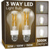 3 Way Light Bulbs 50 100 150w Equivalent, Daylight White 5000K, E26 LED Filament Light Bulbs, Three Way A19 LED Light Bulb with 90+ CRI, Bright Wh...