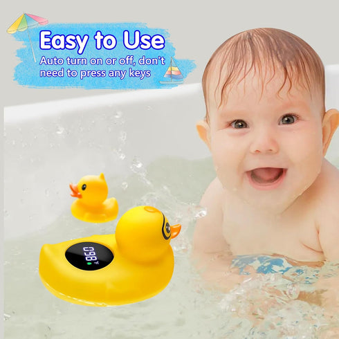 Baby Thermometer, Baby Bath Thermometer Upgrade LED Digital Bathtub Water Temperature Auto ON/Off Bathroom Safety Thermometer Yellow Duck Floating...