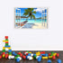 Beach Seascape Window Wall Sticker Palm Tree and Hammock Fake Window Wall Decals Removable Tropical Sea Window View Wall Stickers Decal for Living...