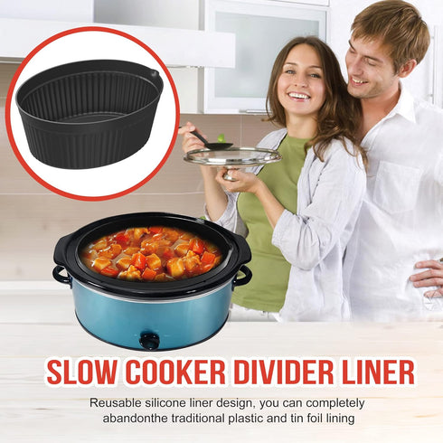 Slow Cooker Divider Silicone Liners, 7 Qt & Slow Cookers Compatible, Cook Two Dishes At Once - Easy Cleanup Dishwasher, Bpa Free 7 Quart Liners Bl...
