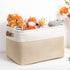 DULLEMELO Collapsible Rectangle Fabric Storage Basket for Organizing Clothes, Toys, Towels, Books, Laundry, Nursery, Dog Toys (White & Khaki)...