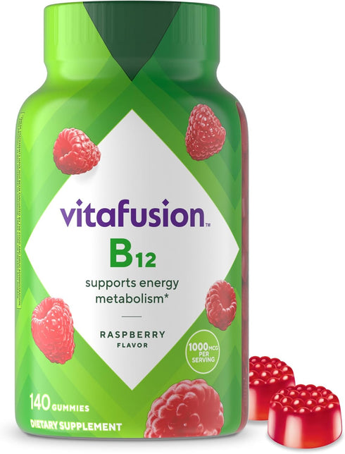 vitafusion Vitamin B12 Gummy Vitamins for Energy Metabolism Support, Natural Raspberry Flavored, America’s Number 1 Gummy Vitamin Brand, 70 Day Su...