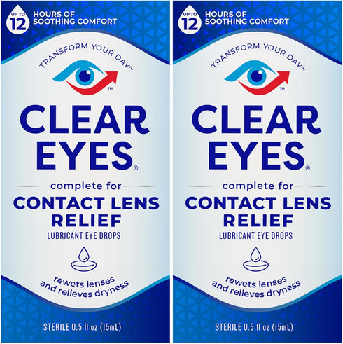 Clear Eyes Eye Drops, Contact Lens Multi-Action Relief,2 Count...