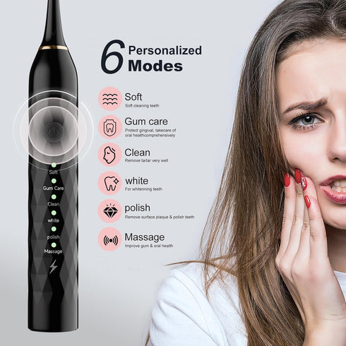 Electric Toothbrush for Kids with Toothbrush Holders?2 Pack Sonic Toothbrush with 10 Heads, 6 Modes, IPX7 Waterproof, Smart Timer, 2 Hours Charge ...