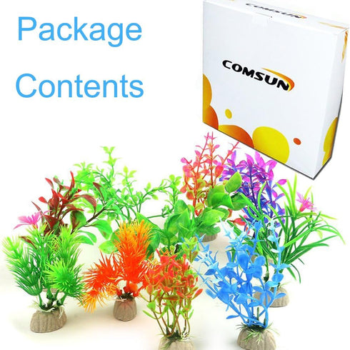 10 Pack Artificial Aquarium Plants, Small Size 4 to 4.5 inch Approximate Height Fish Tank Decorations Home Décor Plastic...