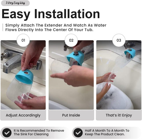 Bath Helper - Bath Tub Faucet Extender - Guides Water Directly from Faucet to Baby Bath Tub Without Excessive Water Waste and Splashing (Blue)...