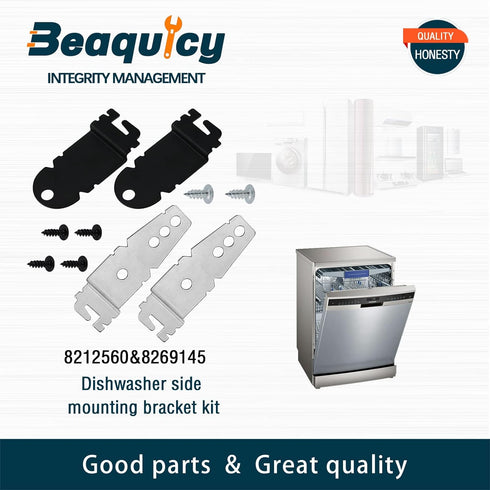 Upgrade 8212560 & 8269145 Dishwasher Side Mounting Bracket Kit by Beaquicy - Fit for Kenmore, Whirlpool, Kitchen-Aid Dishwasher - 8212560 replaces 1201084,AP3953705-8269145 replaces 830941,AP6012289