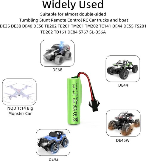 Lithium Battery Rc Car Toy - 3.7V 500mah Li-ion Batteries Rechargeable for Double Sided Rc Stunt Car Trucks Boat Remote Control Toys Cars for E35 ...