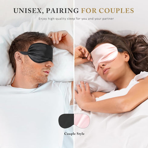 Sleep Mask Silk Eye Mask for Sleeping, Super Soft Blackout Eye Mask for Women Men, Side Sleeper Eye Covers for Sleeping with Adjustable Straps, Tr...