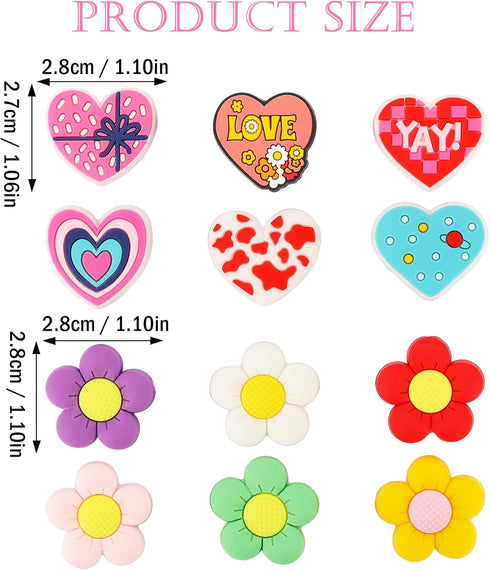 12Pcs Flower and Heart Silicone Focal Beads Bulk, Silicone Beads for Beadable Pen Keychain, DIY Pen Beads Heart-Shaped Flower Making Silicone Bead...