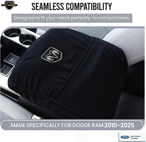 Premium Console Armrest Cover for Dodge Ram (2010-2025) with Bucket Seats – Soft, Machine Washable Console Lid Protector – Easy to Install, Plush ...