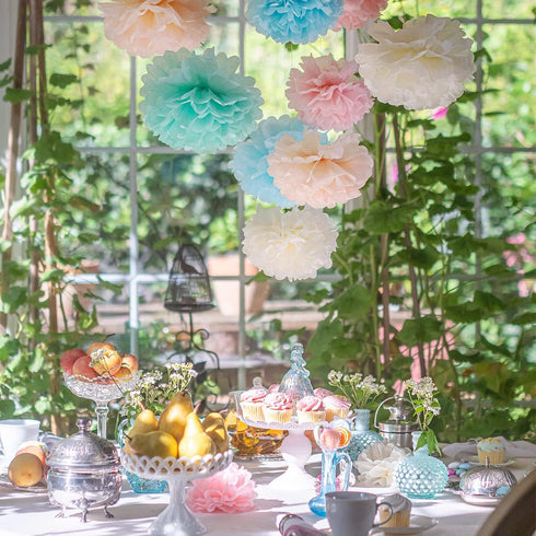Pastel Tissue Paper Pom Poms - Hanging Paper Flowers for Rainbow Pastel Birthday Decorations, Baby Shower Decor, Easter Party Decor and Classroom ...