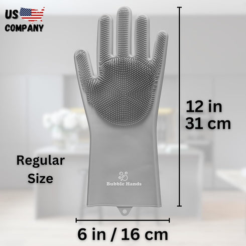 Dog Washing Gloves with Bristle Scrubbers, Reusable Silicone Gloves ideal for Pet Bathing, Massaging & Grooming (Gray)...