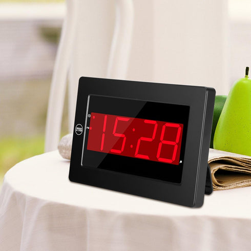 Digital Wall Clock Battery Operated - LED Display Digital Alarm Clock Battery Powered Only, Brightness Adjustable, 12/24Hr...