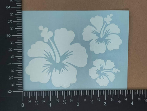 Hibiscus Decal 4 Pack, Hawaiian Hibiscus Flower Decals (Hibiscus White, Small ~3.5")...