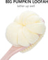 Shower Body Brush with Bristles and Large Pumpkin Loofah,Back Scrubber Bath Mesh Sponge with Anti-Slip Curved Long Handle for Skin Exfoliating,Mas...