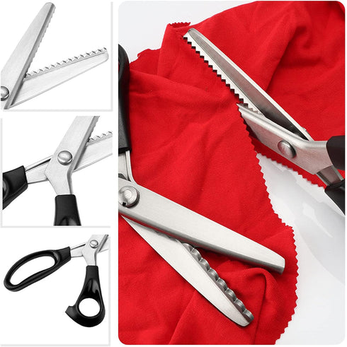 2 pcs Pinking Shears Scissors for Fabric, DaKuan 2 Models Fabric Scissors, Zig Zag Scissors, for Crafting, Paper Cutting, Fabric, Leather Material...