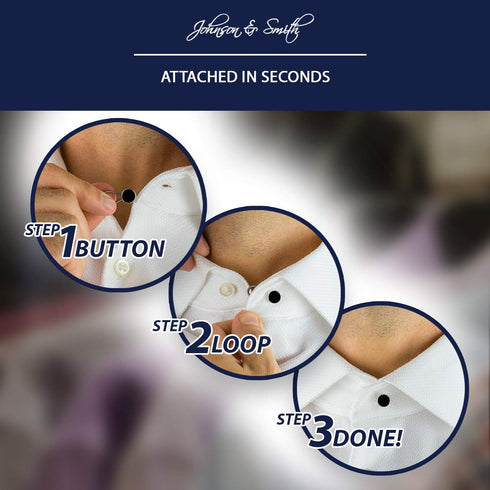 Johnson & Smith Black Collar Extenders Stretch Neck Extender for 1/2 Size Expansion of Men Dress Shirts, 6 Pack, 3/8" Metal...