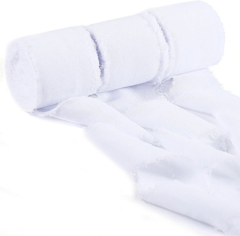 GLAMFIELDS Chiffon Ribbon Fringe Fabric Set 1.5" x 21Yd for Bouquets Wrapping, Wedding Invitations, Decorations, Gifts Wrapping & Bow Making,3 Rol...