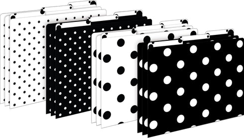 Barker Creek Black & White Dot File Folders on 14pt Stock, Set of 12, Letter Size, 1/3 Cut Tabs, Home, School and Office Supplies (2004)...