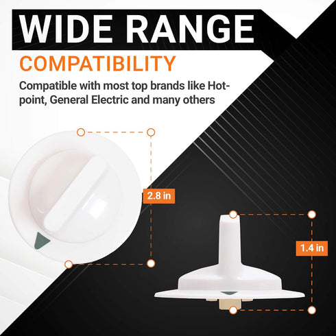 WE1M652 Dryer Timer Control Knob with UPGRADED Metal Ring Replacement Part by BlueStars - Exact Fit for Hotpoint & GE Dryers - Replaces 1264289 AP3995164 PS1482196 AH1482196