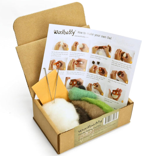 Woolbuddy Owl Needle Felting Kit for Beginners – DIY Animal Craft Kit with Wool, Needles & Photo Instructions – Fun Project for Adults & Kids...