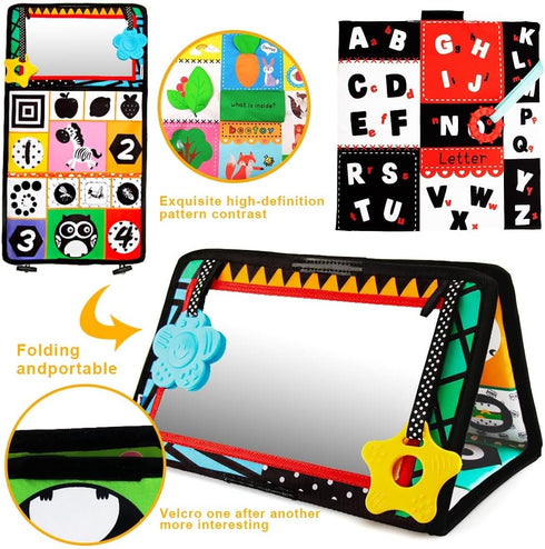 beetoy Tummy Time Baby Mirror Toys with Black and White Pattern, High Contrast 3D Activity Play Crinkle Toys Baby Mirror for Newborn 0 3 6 Months...